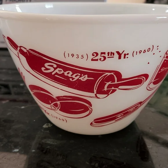 VINTAGE Fire King Celebrating Sprag's 25th Anniversary Mixing Bowl Very … - Picture 4 of 10